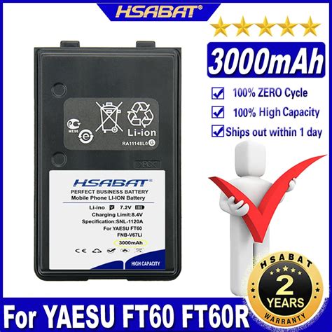 Fnb-v67li 3000mah Battery For Yaesu Ft60 Ft60r Ft60r Vx110 Vx120 Vx146 Vx150 Vx160 Vx180 Vxa120 ...