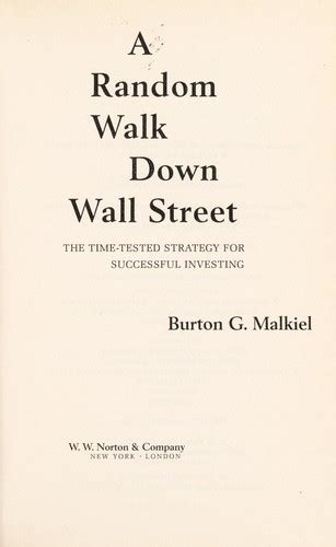 A random walk down Wall Street by Burton Gordon Malkiel | Open Library