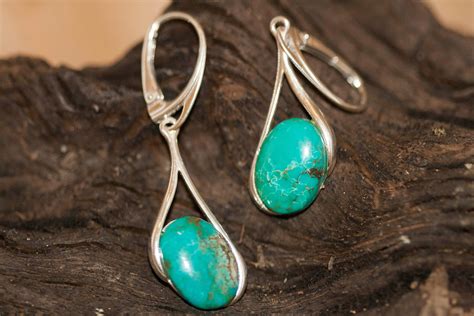 Turquoise Earrings fitted in a Sterling Silver setting. Big silver ...