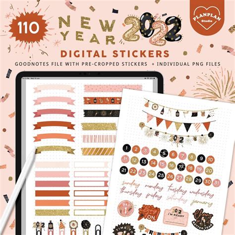 New Year Planner Stickers January Digital Stickers New - Etsy