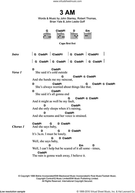 3AM sheet music for guitar (chords) (PDF)