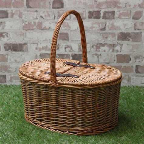 Oval Lidded Wicker Picnic Basket - The Basket Company