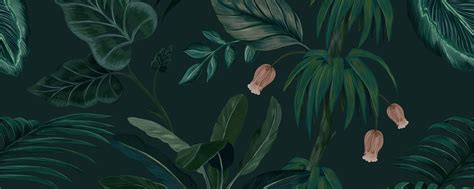 Design wallpaper Tropical Jungle Leaves. Green wallcovering