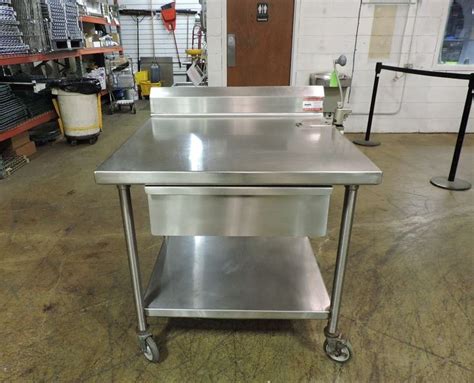 Commercial Stainless Steel Work Table w/ Drawer & Edlund U-12 Can ...