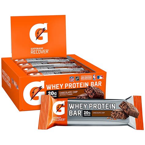 Gatorade Recover Whey Protein Bar, Chocolate Chip, 20g Protein, 12 Ct - Walmart.com - Walmart.com