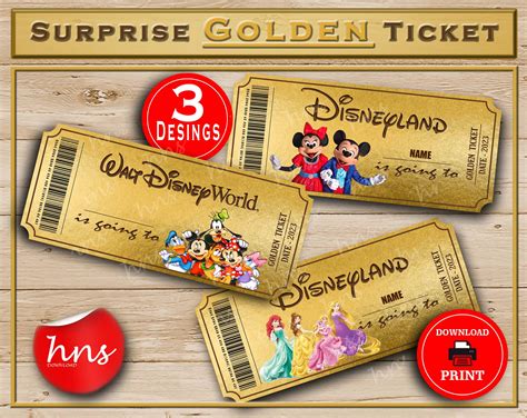 Disneyland Golden Printable Surprise Ticket. Editable Musical Theatre Faux Event Admission ...