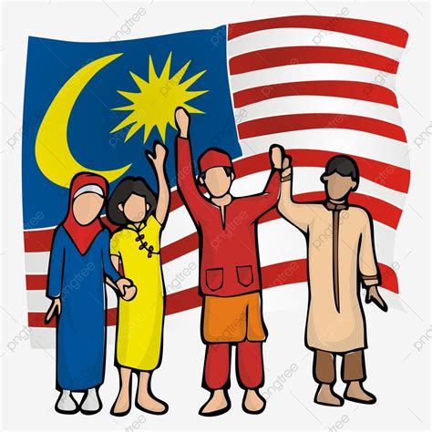 Malaysian Culture Characters With Flag, Malaysian, Malaysia, Hari ...