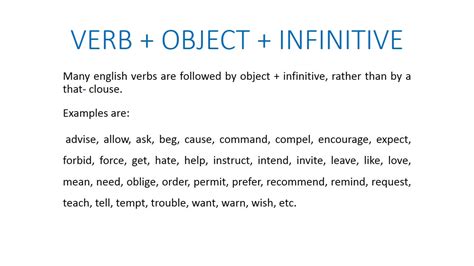 VERB + OBJECT + INFINITIVE - YouTube