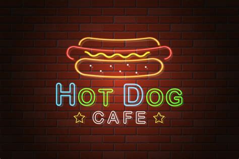 Ilustración de vector de neón brillante letrero hotdog café - Descargar Vectores Gratis ...