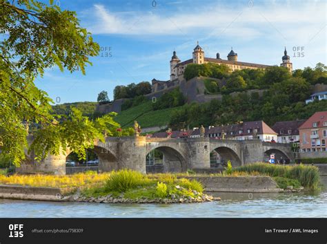 Marienberg Fortress and Old Main Bridge, Wurzburg, Bavaria, Germany stock photo - OFFSET