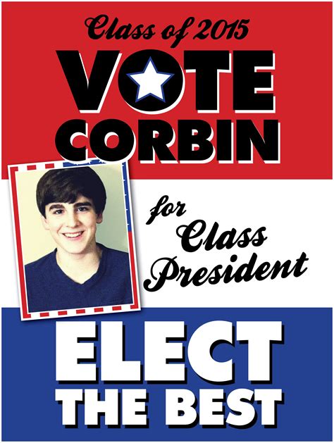 Vote for class president poster red white blue vintage photo ...