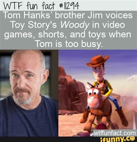 WTF fun fact Tom Hanks' brother Jim voices Toy Story's Woody in video games, shorts, and toys ...