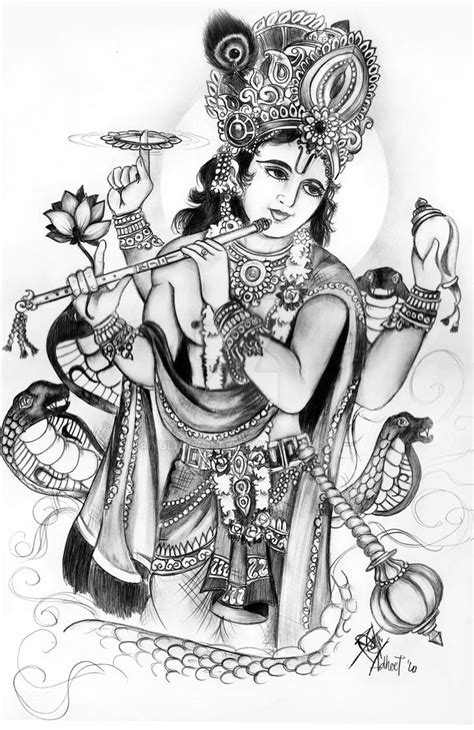 lord vishnu in pencil sketch by yulianzone on DeviantArt