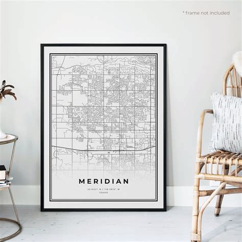 Meridian Map Print Meridian Street Map Poster Idaho Modern - Etsy