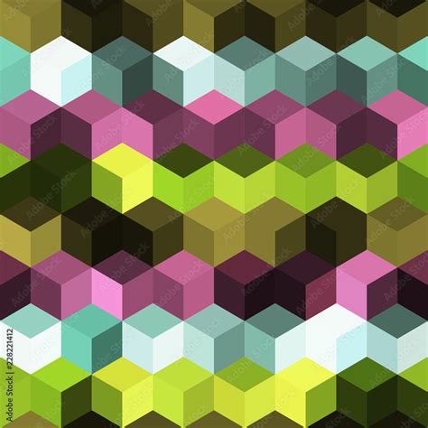 Hexagon grid seamless vector background. Colorful polygons bauhaus ...