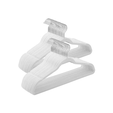 Set of 50 White Non-Slip Hangers with Swivel Hooks | SONGMICS