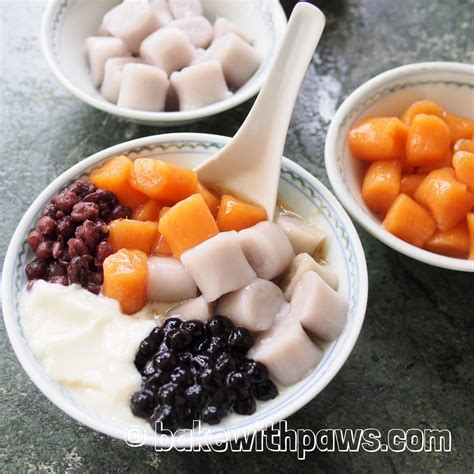 Taiwanese Taro and Sweet Potato Balls Dessert - BAKE WITH PAWS