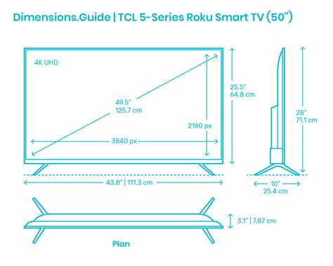 TCL 4-Series Roku Smart TV (55”) Dimensions Drawings, 43% OFF