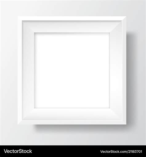 Square blank white frame on white wall Royalty Free Vector