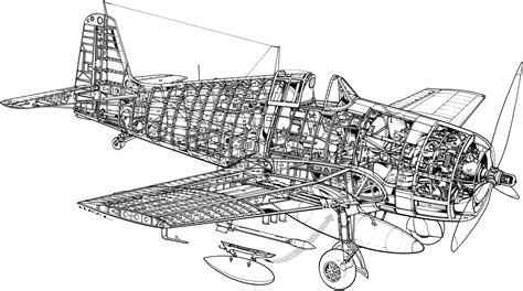 Grumman F6F Hellcat Cutaway Drawing in High quality