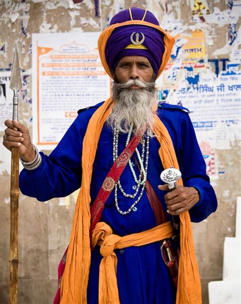 Members of the Nihang, a military order in the Sikh religion also known as the Akali (The ...