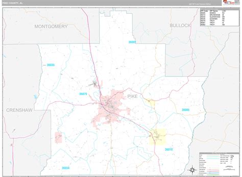 Pike County, AL Wall Map Premium Style by MarketMAPS - MapSales