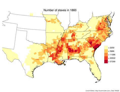 Amount of slaves in the USA during the year 1860 by county. : MapPorn