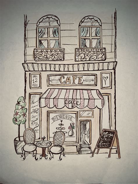 Cafe de Paris | Architecture drawing art, Art drawings, Book art drawings