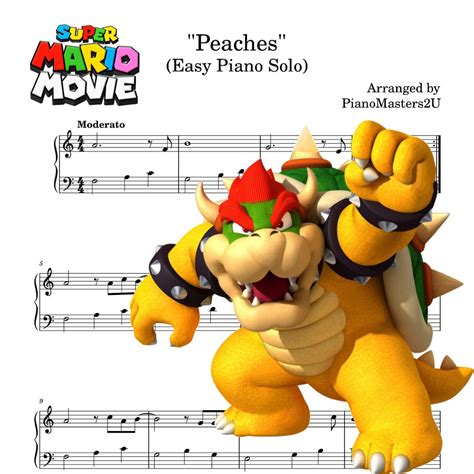 Peaches Piano Solo Super Mario Bro. Movie 2023 Song by Bowser Jack Black Easy Sheet Music ...