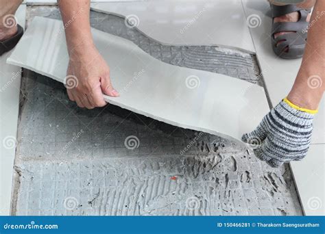 Homemade Replacing Floor Tiles in Home Stock Image - Image of homemade, construction: 150466281