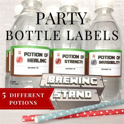 Printable Minecraft Bottle Labels - Minecraft Birthday Party Supplies