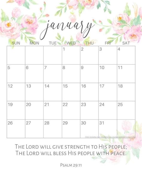 2020 Bible Verse Calendar Free Printable | Print calendar, Free ...