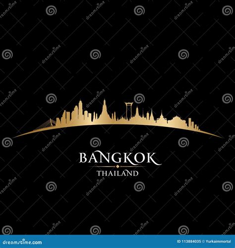 Bangkok Thailand City Skyline Silhouette Black Background Stock Vector ...