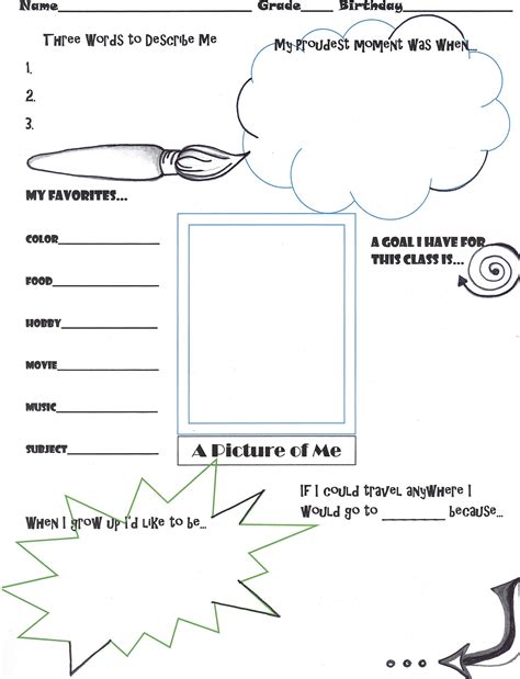 "Getting To Know You" activity for the first day of art class. | Art worksheets, Art curriculum ...