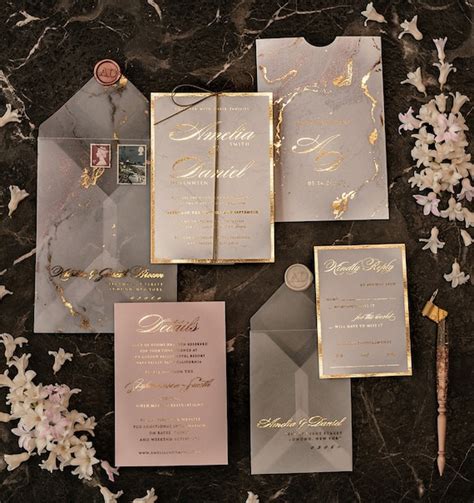 Marble Golden Wedding Invitations Luxury Golden Wedding | Etsy