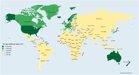 Average wealth per adult (2017) - Vivid Maps