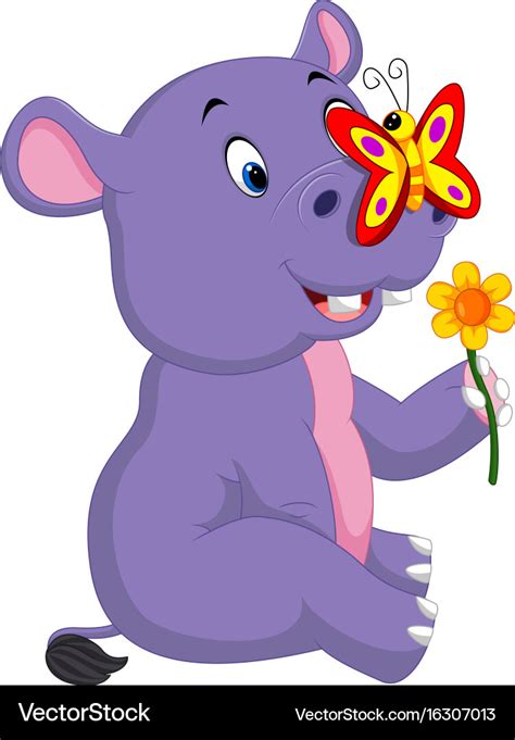 Cartoon cute baby hippo Royalty Free Vector Image