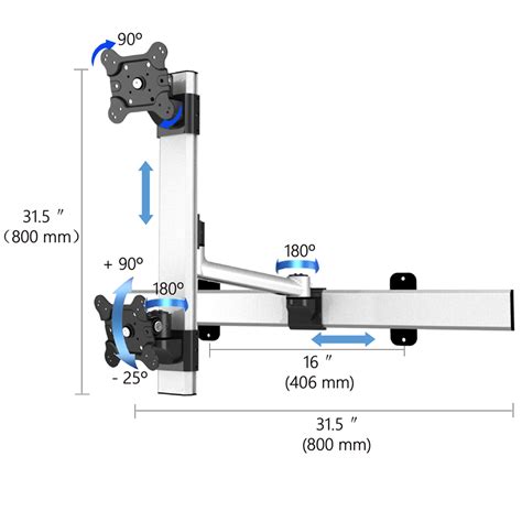 Slide Two Ways Dual Monitor Wall Mount w/ Swivel Arm