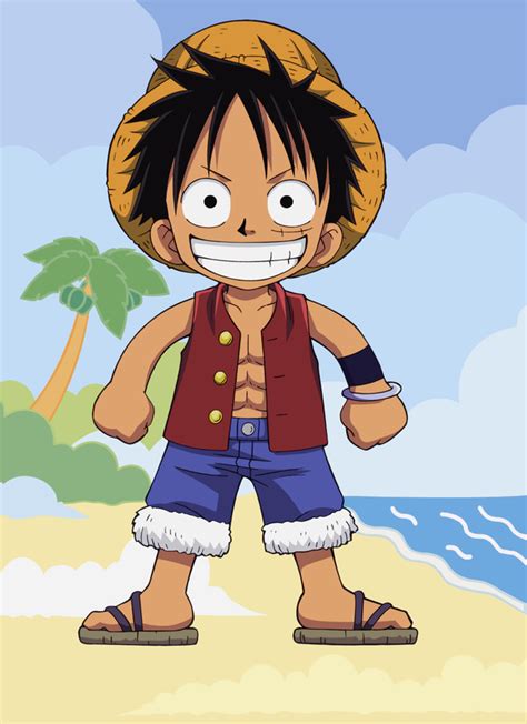 Chibi Luffy on the Beach by minz1 on DeviantArt