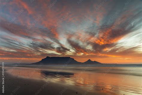 Table Mountain beach sunset Stock Photo | Adobe Stock