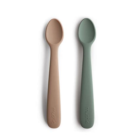 Baby Silicone Feeding Spoons (Blush/Shifting Sand) 2-Pack – Mushie