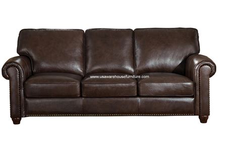 Barbara Dark Brown Full Top Grain Leather Sofa - USA Warehouse Furniture