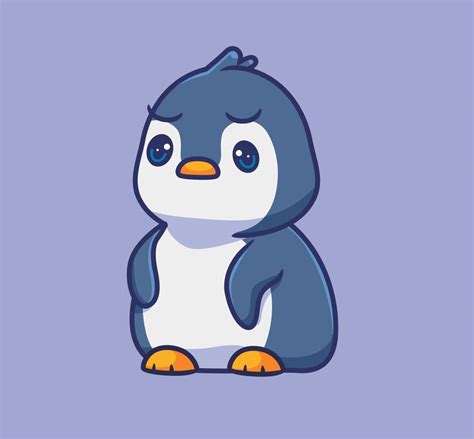 cute penguin sad. isolated cartoon animal illustration. Flat Style Sticker Icon Design Premium ...