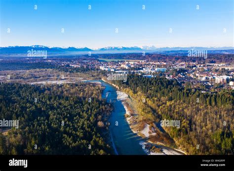 Aerial view of Geretsried, Nature Reserve Isarauen, Upper Bavaria, Germany Stock Photo - Alamy