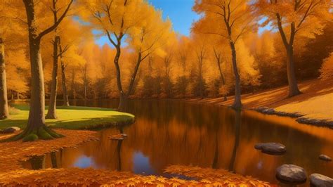 Premium AI Image | Park scene in autumn for wallpaper