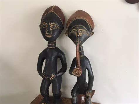 FERTILITY STATUES ASHANTI COUPLE TRIBAL African Wood Carving 17” TALL $120.00 - PicClick