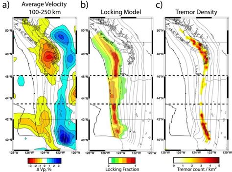 Cascadia Fault Zone - Regions where seismic waves moved more slowly, on ...