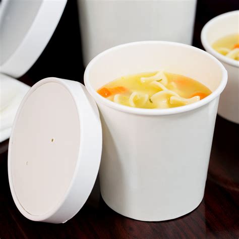 Choice 16 oz. Double-Wall Poly White Paper Soup / Hot Food Cup with Vented Paper Lid - 250/Case