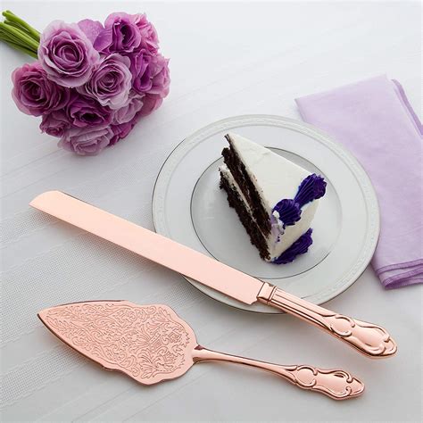 Wedding Cake Knife & Server Set - Elegant Rose Gold - Ella Celebration