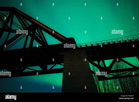 Mears Memorial Bridge and the Northern lights; Alaska, United States of America Stock Photo - Alamy